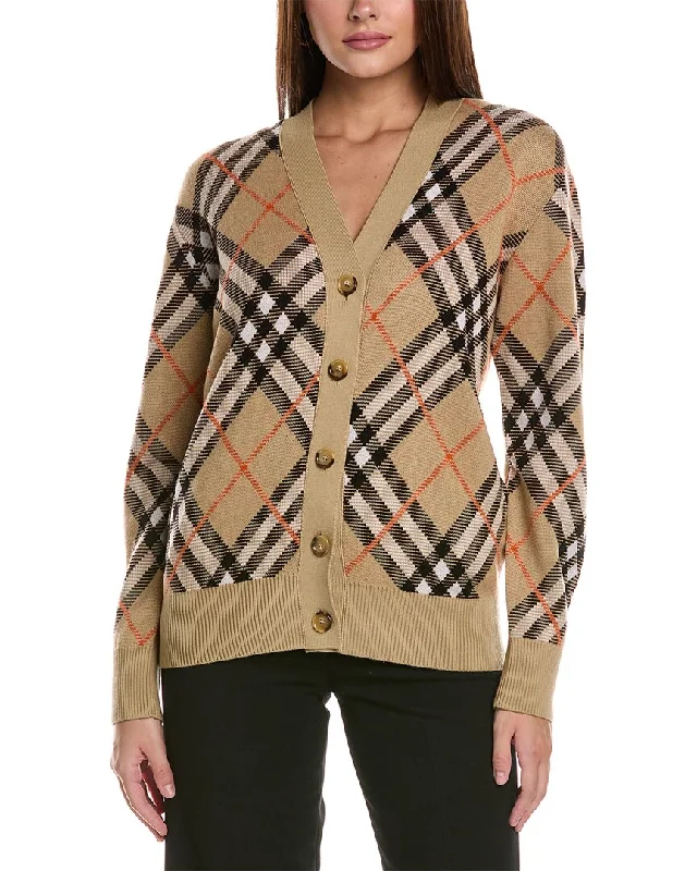 Burberry Check Wool & Mohair-Blend Cardigan