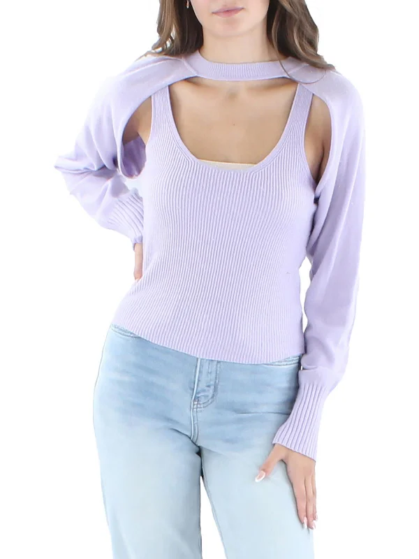 Cassia Womens Layered Knit Pullover Sweater