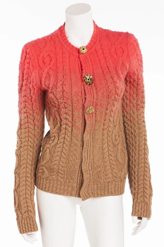 Dsquared2 - New Coral and Brown Ombre Cardigan with Crystal Buttons - L