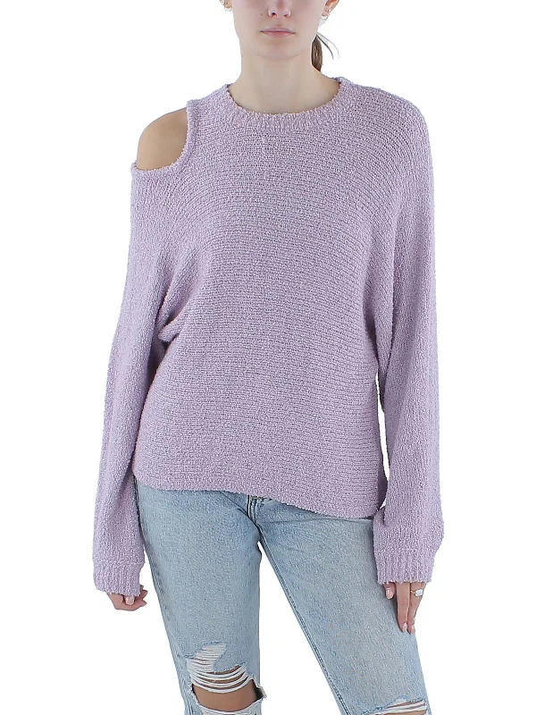 Womens Textured Cutout Pullover Sweater