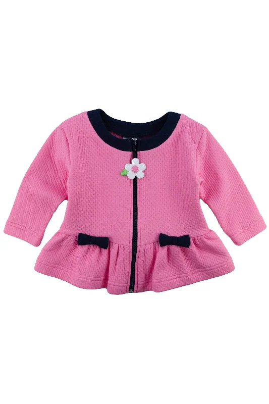 Jacquard Knit Jacket With Bows And Flower