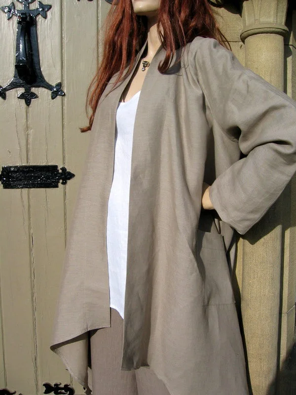 EVA TRALALA Womens Linen Mid-length Loose Coat AMAZONE