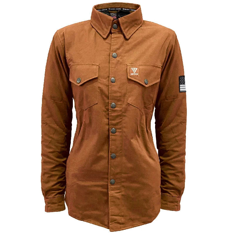 Protective Canvas Jacket for Women - Light Brown with Pads