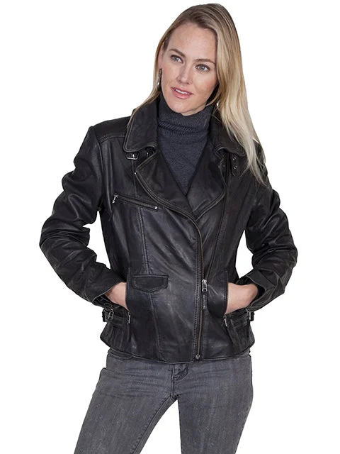 Women's Leather Jacket Collection: Scully Asymmetrical Zip Motorcycle