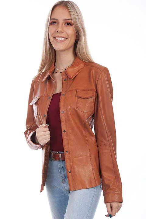 Women's Leather Jacket Collection: Scully Contemporary Style Cognac