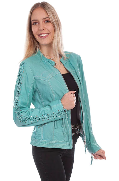 Women's Leather Jacket Collection: Scully Laced Sleeve