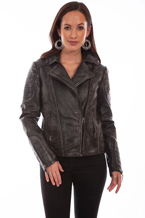 Women's Leather Jacket Collection: Scully Motorcycle Quilted Accents