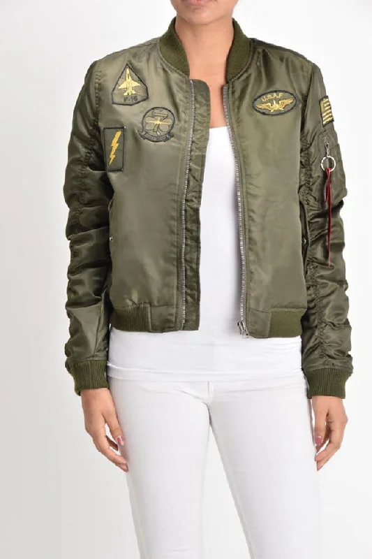 Women's Patched Flight Bomber Jacket