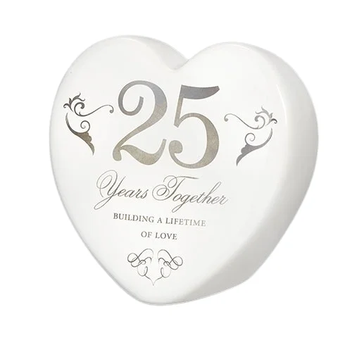 3.75" 25 Years Together Building a Lifetime of Love Anniversary Heart Ceramic Figurine