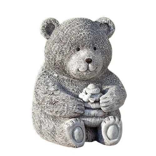 7.75" Bear with Bee Hive Pudgy Pal Garden Statue