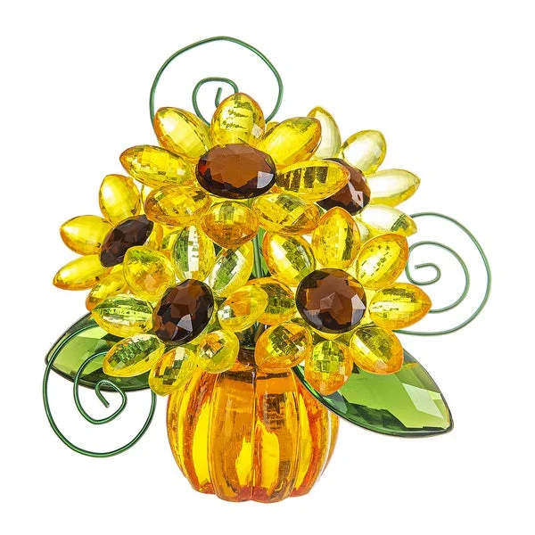 Acrylic Sunflower Pumpkin Posy Pot Placecard Note Holder