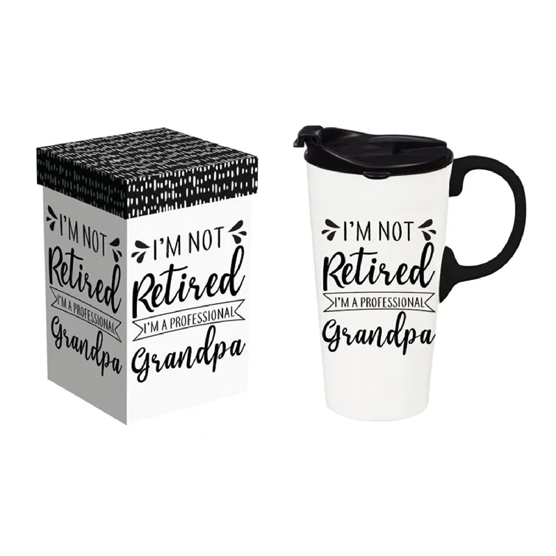 Retired Professional Grandpa 17 Oz. Travel Cup with Lid and Box