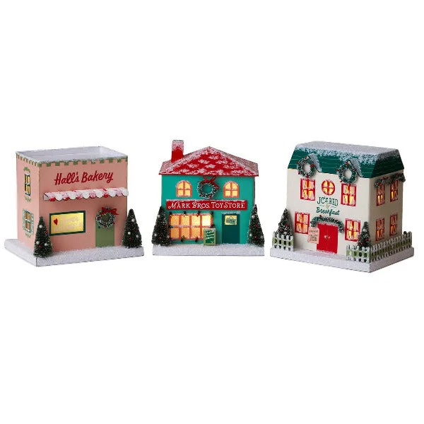 Hallmark Channel Christmas Village With Lights, Set of 3