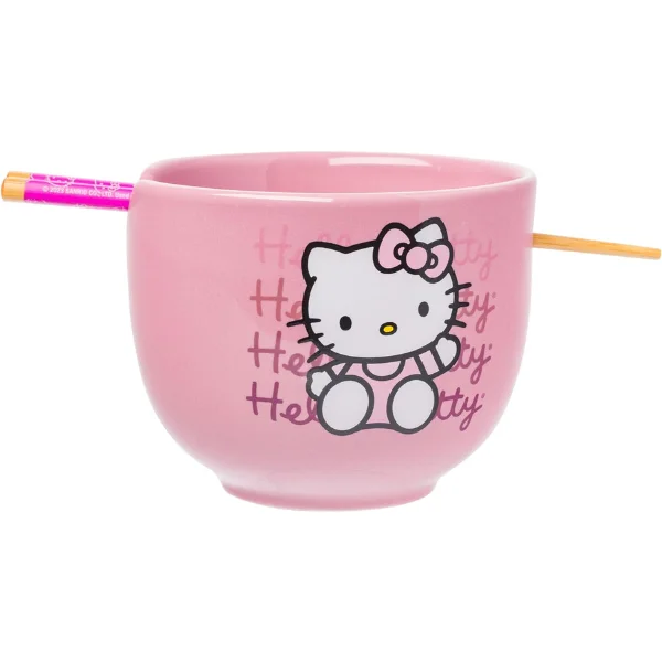 Hello Kitty Pink Ramen Bowl with Chopsticks