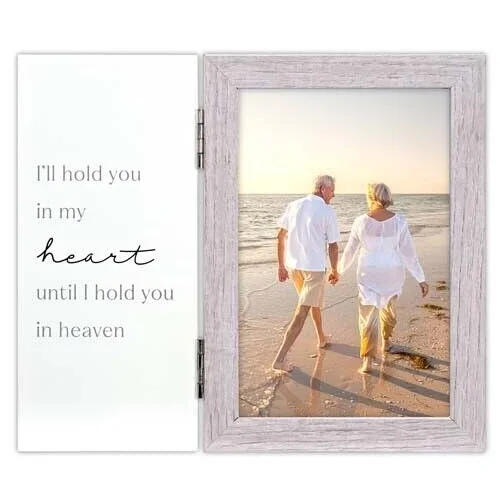 I'll Hold You in My Heart Forever Until I Hold You in Heaven Wood Hinged Picture Rememberance Picture Frame Holds 4"x6" Photo