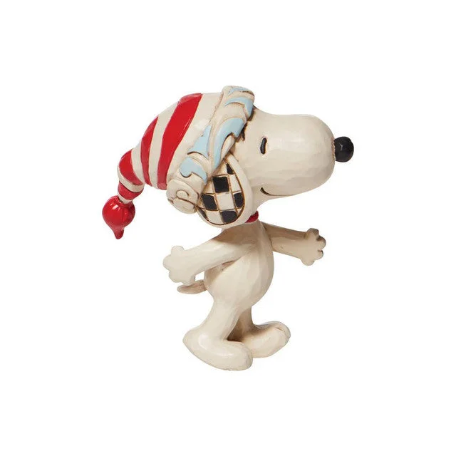 Jim Shore Mini Snoopy with Red White Stocking Hat Figurine