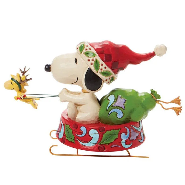 Jim Shore Santa Snoopy in Dog Bowl Sled Dashing through the Holidays Figurine