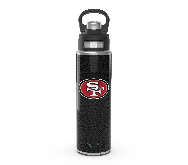 NFL® San Francisco 49ers Black Leather Look 24 Oz. Wide Mouth Stainless Steel Water Bottle