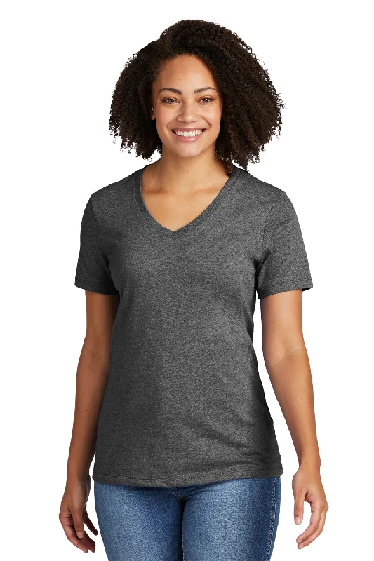 Allmade Womens Recycled Short Sleeve V-Neck T-Shirt - Heather Charcoal Grey