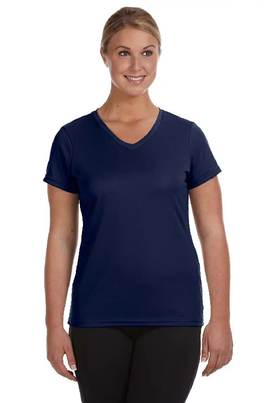 Augusta Sportswear Womens Moisture Wicking Short Sleeve V-Neck T-Shirt - Navy Blue