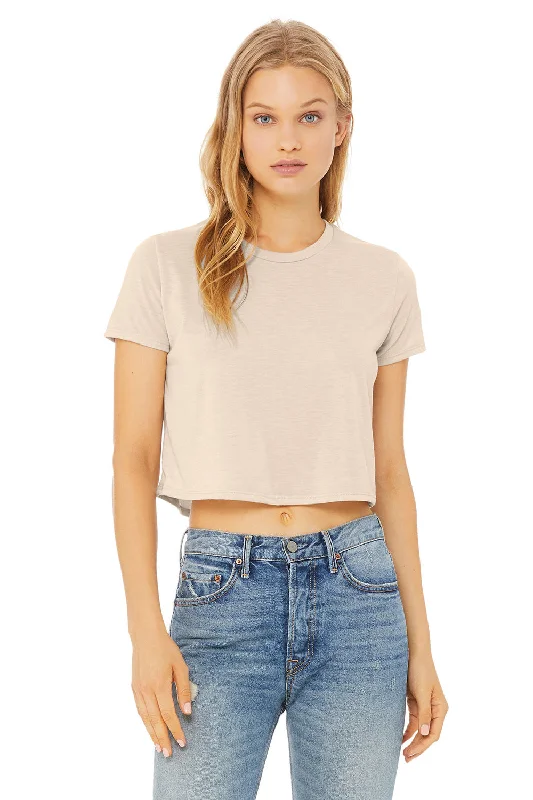 Bella + Canvas Womens Flowy Cropped Short Sleeve Crewneck T-Shirt - Heather Dust