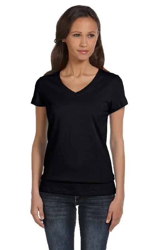 Bella + Canvas Womens Jersey Short Sleeve V-Neck T-Shirt - Black