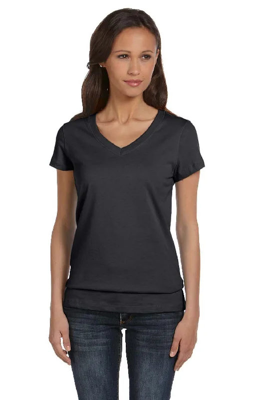 Bella + Canvas Womens Jersey Short Sleeve V-Neck T-Shirt - Heather Dark Grey