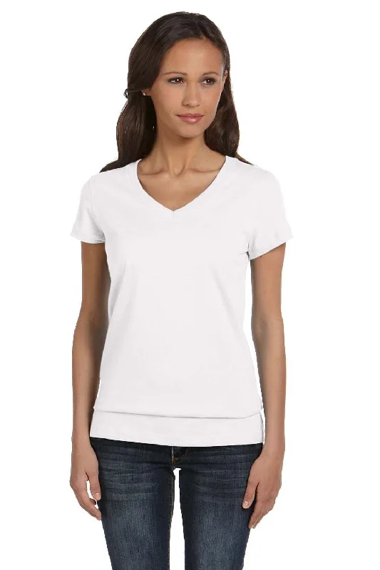 Bella + Canvas Womens Jersey Short Sleeve V-Neck T-Shirt - White