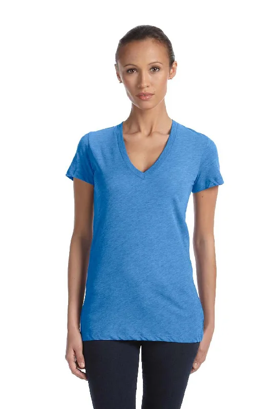 Bella + Canvas Womens Short Sleeve Deep V-Neck T-Shirt - True Royal Blue