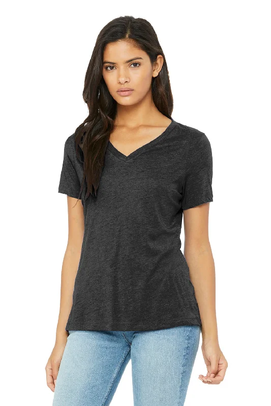 Bella + Canvas Womens Short Sleeve V-Neck T-Shirt - Charcoal Black