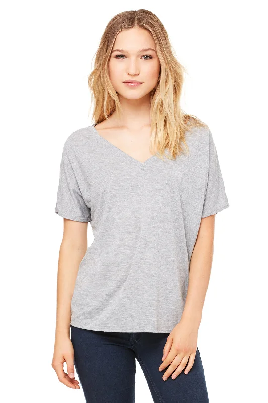 Bella + Canvas Womens Slouchy Short Sleeve V-Neck T-Shirt - Heather Grey