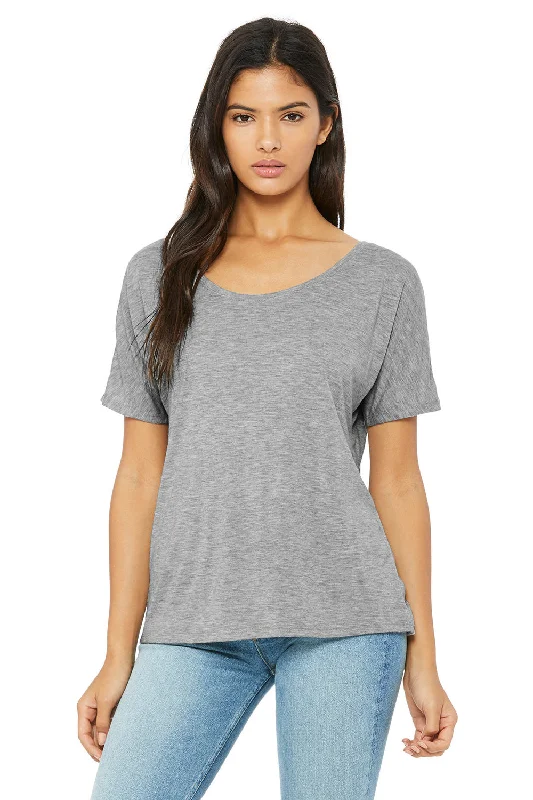 Bella + Canvas Womens Slouchy Short Sleeve Wide Neck T-Shirt - Heather Grey