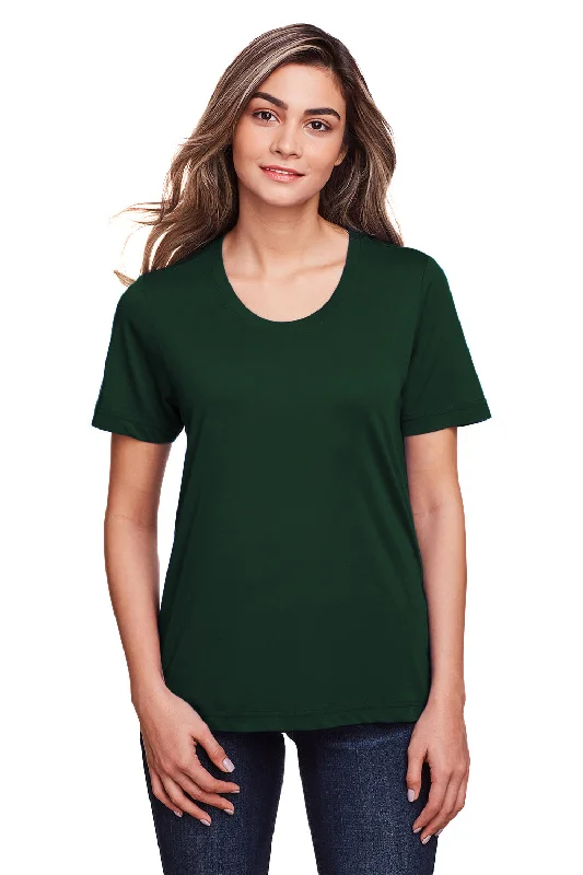 Core 365 Womens Fusion ChromaSoft Performance Moisture Wicking Short Sleeve Scoop Neck T-Shirt - Forest Green