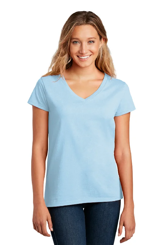 District Womens Re-Tee Short Sleeve V-Neck T-Shirt - Crystal Blue