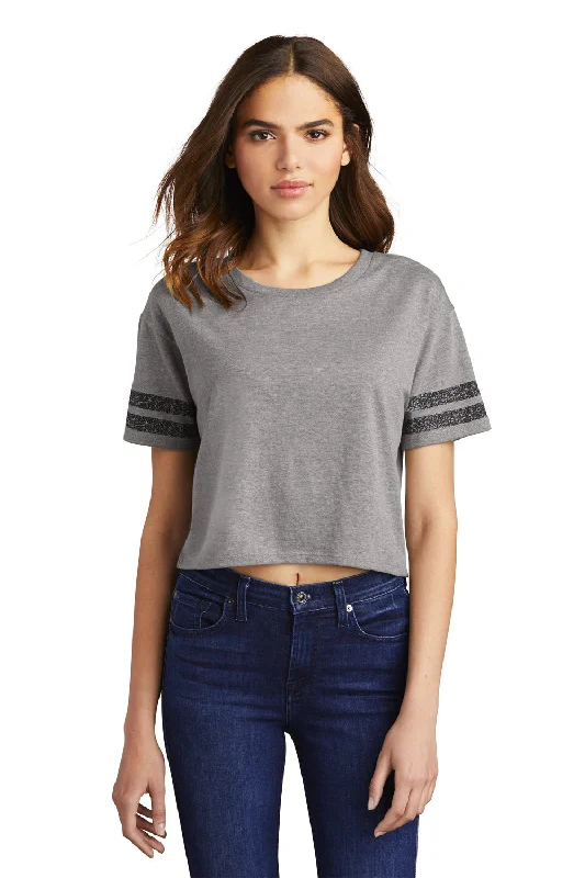 District Womens Scorecard Crop Short Sleeve Crewneck T-Shirt - Heather Nickel Grey/Black - Closeout