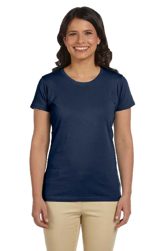 Econscious Womens Heather Sueded Short Sleeve Crewneck T-Shirt - Navy Blue