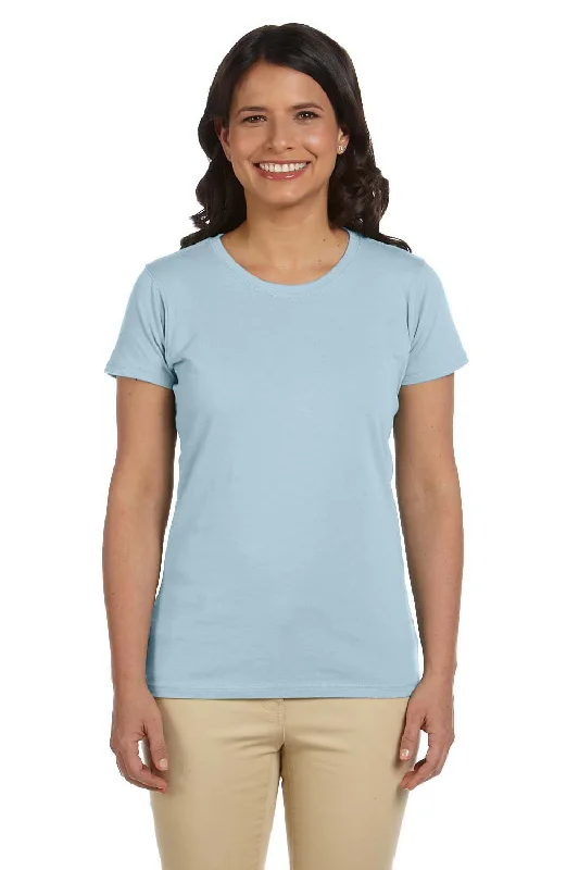 Econscious Womens Heather Sueded Short Sleeve Crewneck T-Shirt - Sky Blue