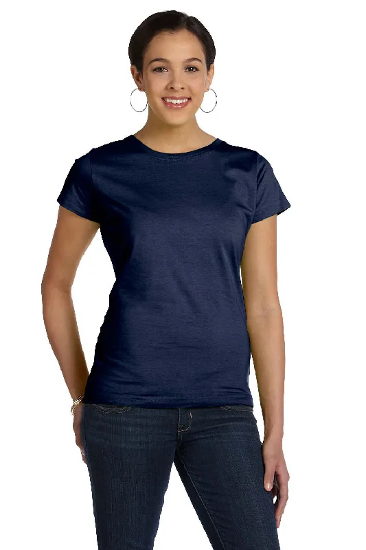 LAT Womens Fine Jersey Short Sleeve Crewneck T-Shirt - Navy Blue