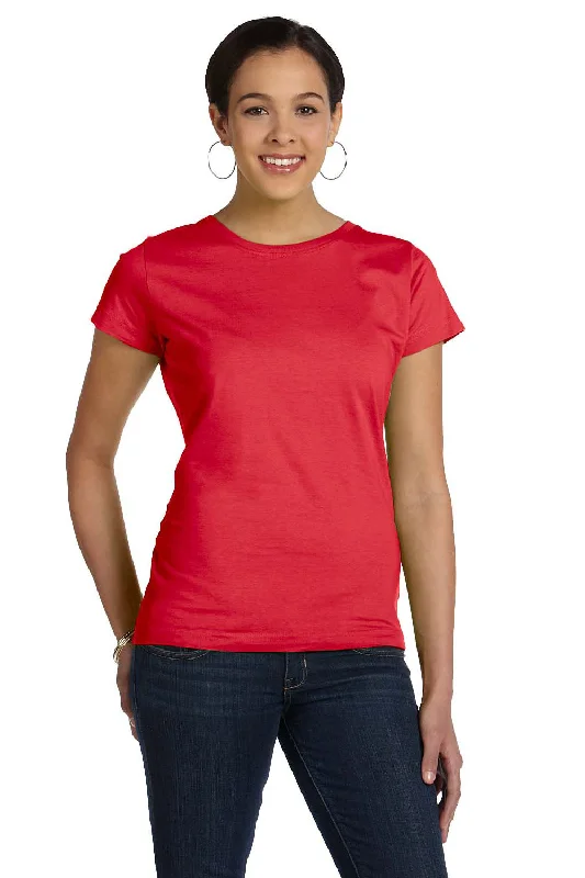 LAT Womens Fine Jersey Short Sleeve Crewneck T-Shirt - Red