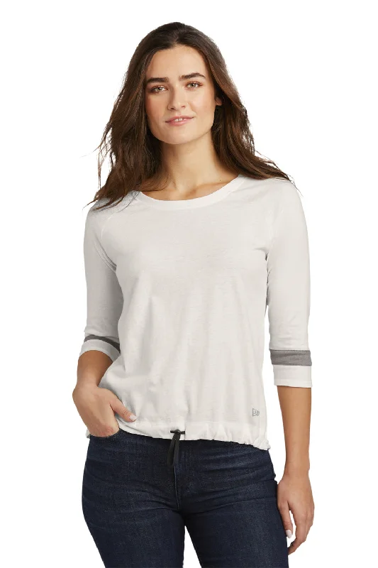 New Era Womens Moisture Wicking 3/4 Sleeve Crewneck T-Shirt - White/Shadow Grey