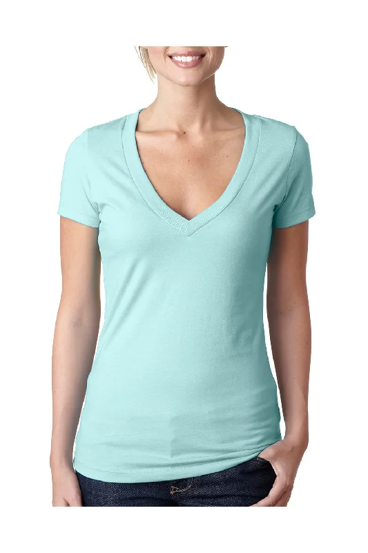 Next Level Womens CVC Jersey Short Sleeve V-Neck T-Shirt - Ice Blue - Closeout