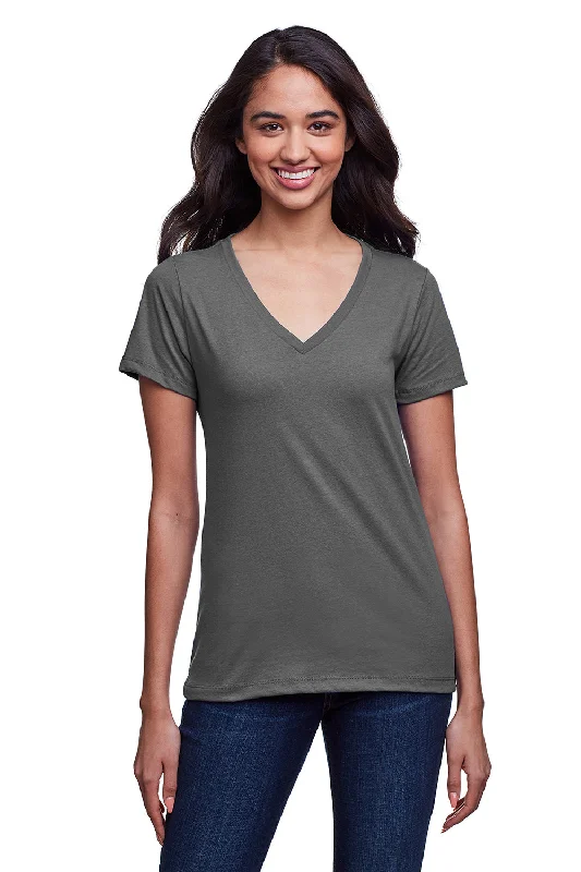 Next Level Womens Eco Performance Moisture Wicking Short Sleeve V-Neck T-Shirt - Heavy Metal Grey - Closeout