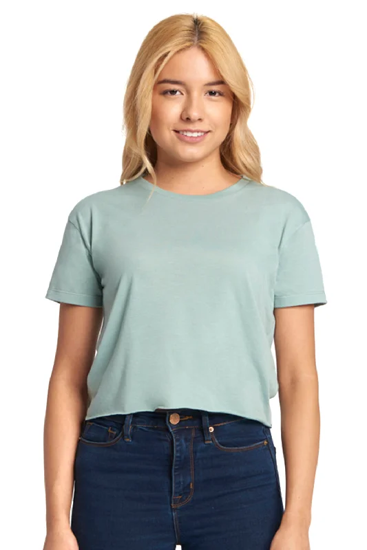 Next Level Womens Festival Cali Crop Short Sleeve Crewneck T-Shirt - Stonewashed Green