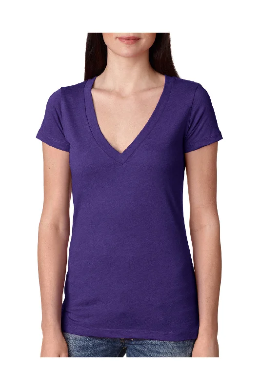 Next Level Womens Jersey Short Sleeve V-Neck T-Shirt - Purple Rush - Closeout