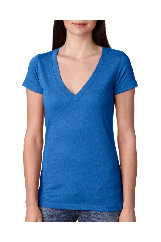 Next Level Womens Jersey Short Sleeve V-Neck T-Shirt - Vintage Royal Blue - Closeout