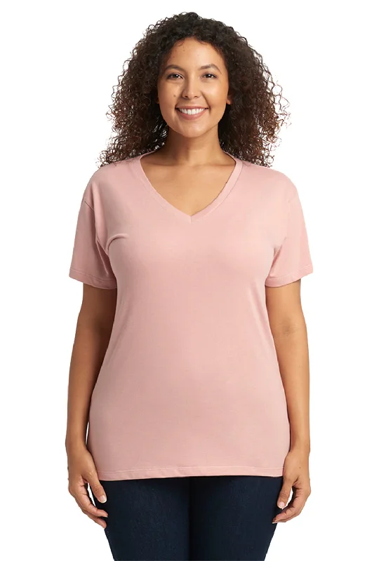 Next Level Womens Relaxed Short Sleeve V-Neck T-Shirt - Desert Pink - Closeout