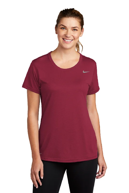 Nike Womens Legend Dri-Fit Moisture Wicking Short Sleeve Crewneck T-Shirt - Team Maroon