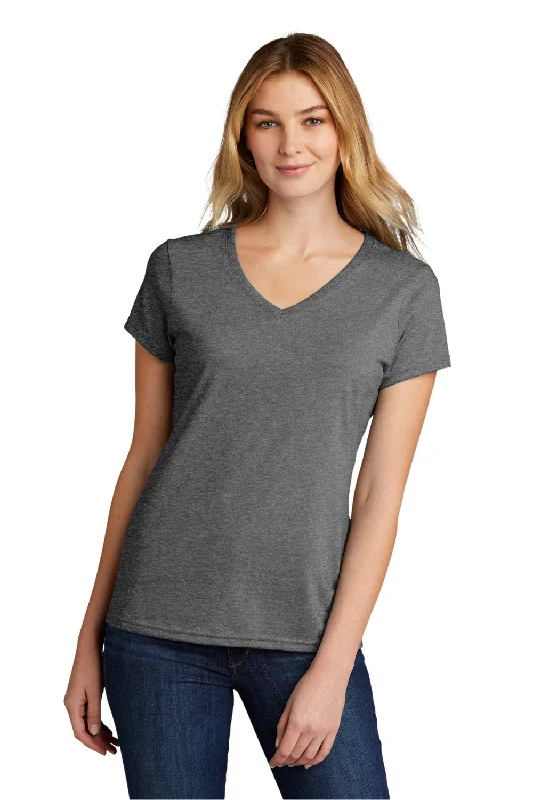 Port & Company Womens Short Sleeve V-Neck T-Shirt - Heather Graphite Grey