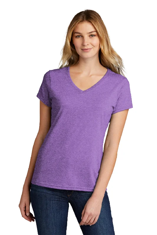 Port & Company Womens Short Sleeve V-Neck T-Shirt - Heather Team Purple