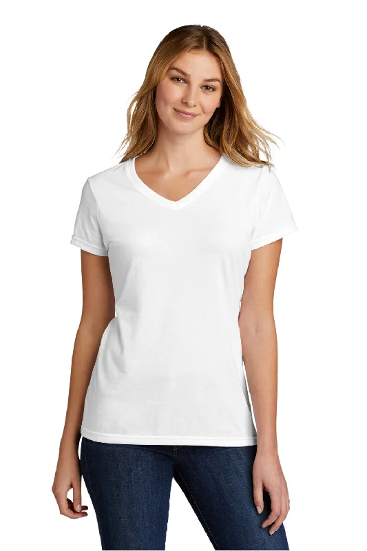 Port & Company Womens Short Sleeve V-Neck T-Shirt - White